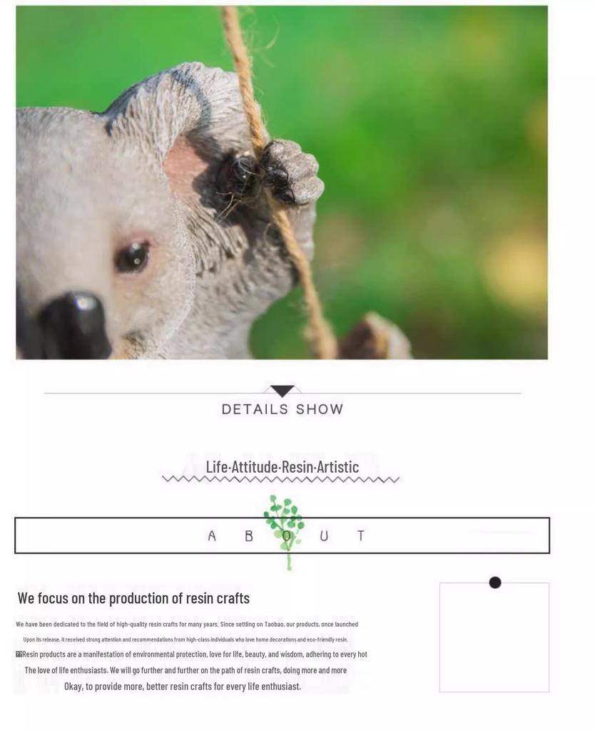 Resin Tree Hanging Animal Crafts: Koala Climbing, Panda on Swing