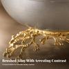 Decorative Bowl with Branch Base | Horizontal Raised Bands, Sculptural, Metal Fruit Stand,