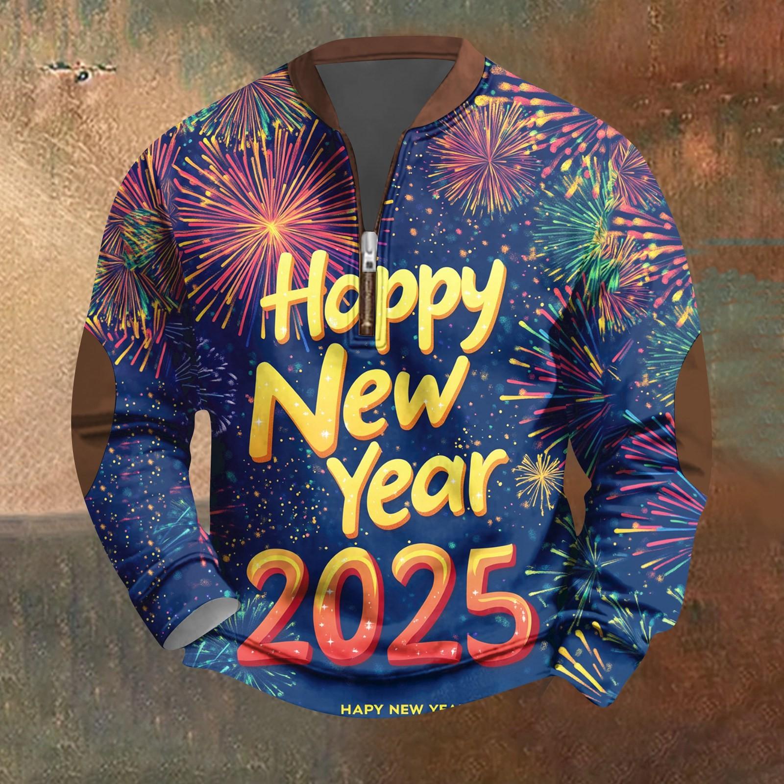 

Мужская мода повседневная свободная толстовка с длинным рукавом на молнии с принтом на новый год 2025 года XL арбуз красный