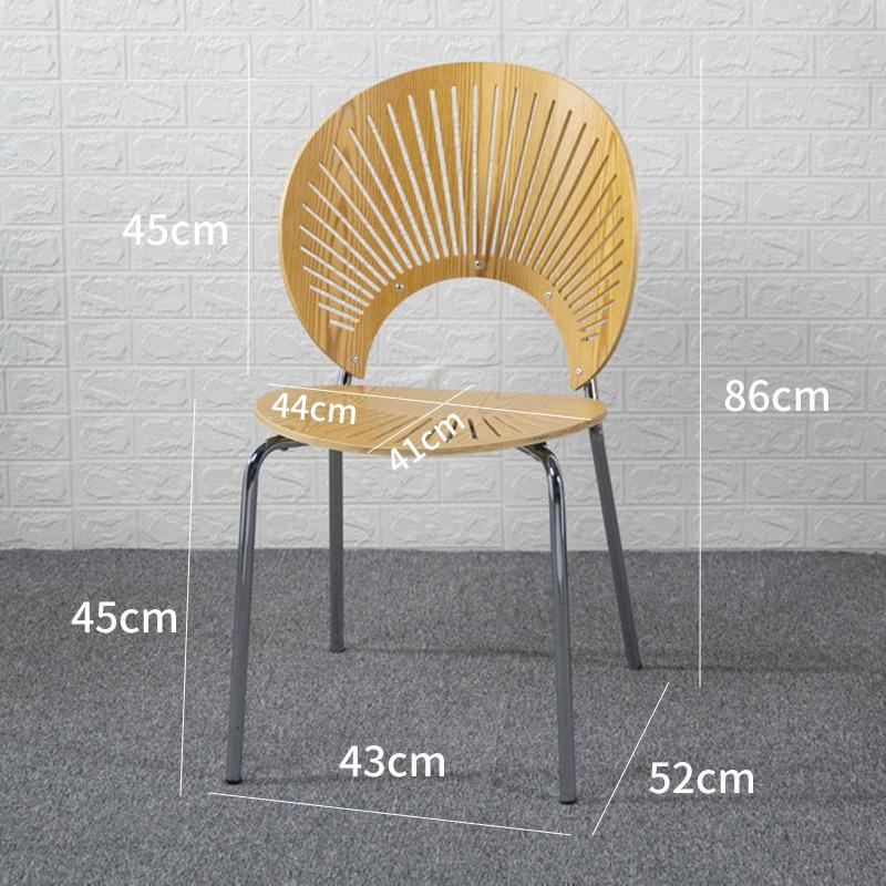 Household Shell Chair Solid Wood Simple Leisure Dining Chair Creative Restaurant Backrest Chair