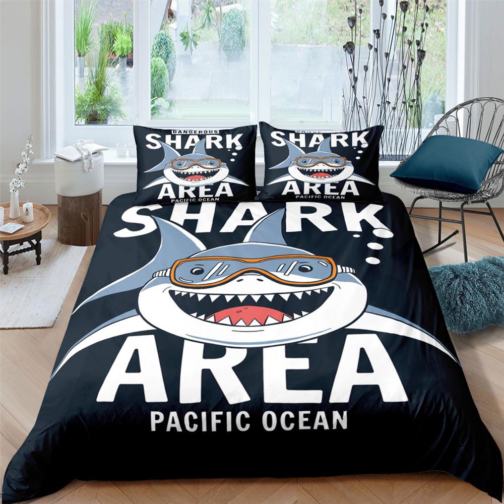 Dolphin Ocean King Queen Duvet Cover Cute 3D Sea Animal Bedding Set For Kids Teens Adults Shoal Of Fish Blue 2/3pcs Quilt Cover