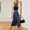 Gonna Lavoro Casual alla Moda Retro Semi Elastica in Denim da Donna