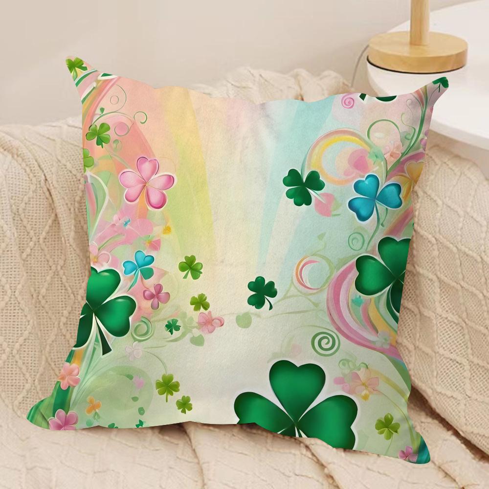 St Patricks Day Cute Cushion Cover Soft Plush Throw Pillow Cover  DoubleSided Printed Cushion Case  Cozy Sofa  Home Decor