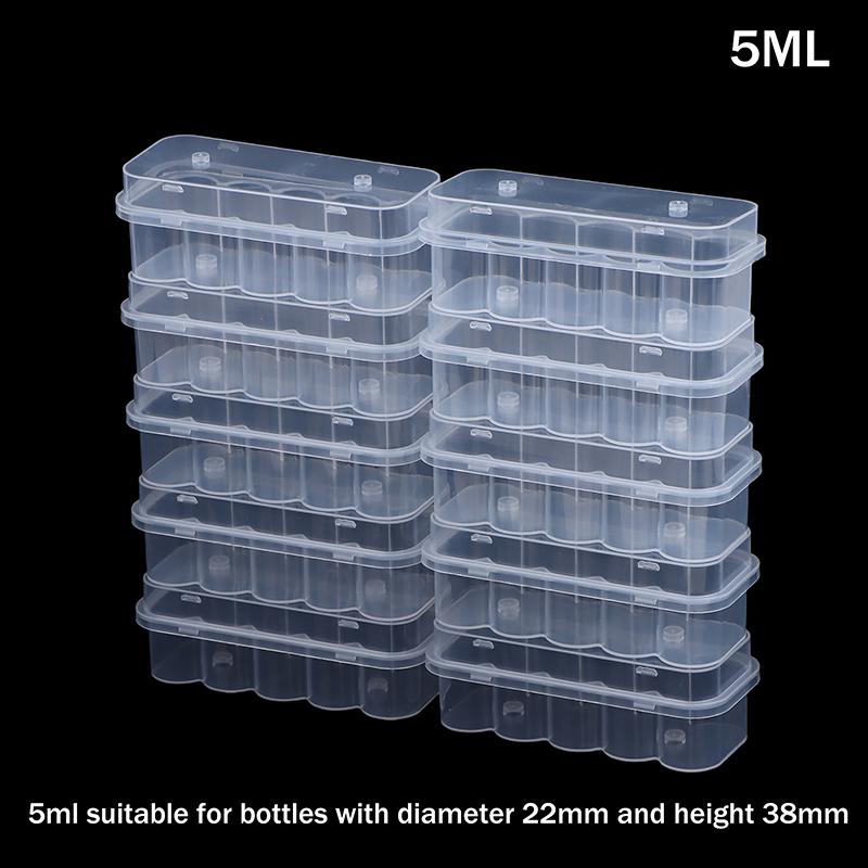 10Pcs 3ML/5ML 10-Slot Vial Storage Case Plastic Clear Microtube Storage Box Stackable Freezer Tube Box Diabetic Supplies