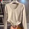 Woodpecker Women's Solid Color Round Neck Long Sleeve T-Shirt