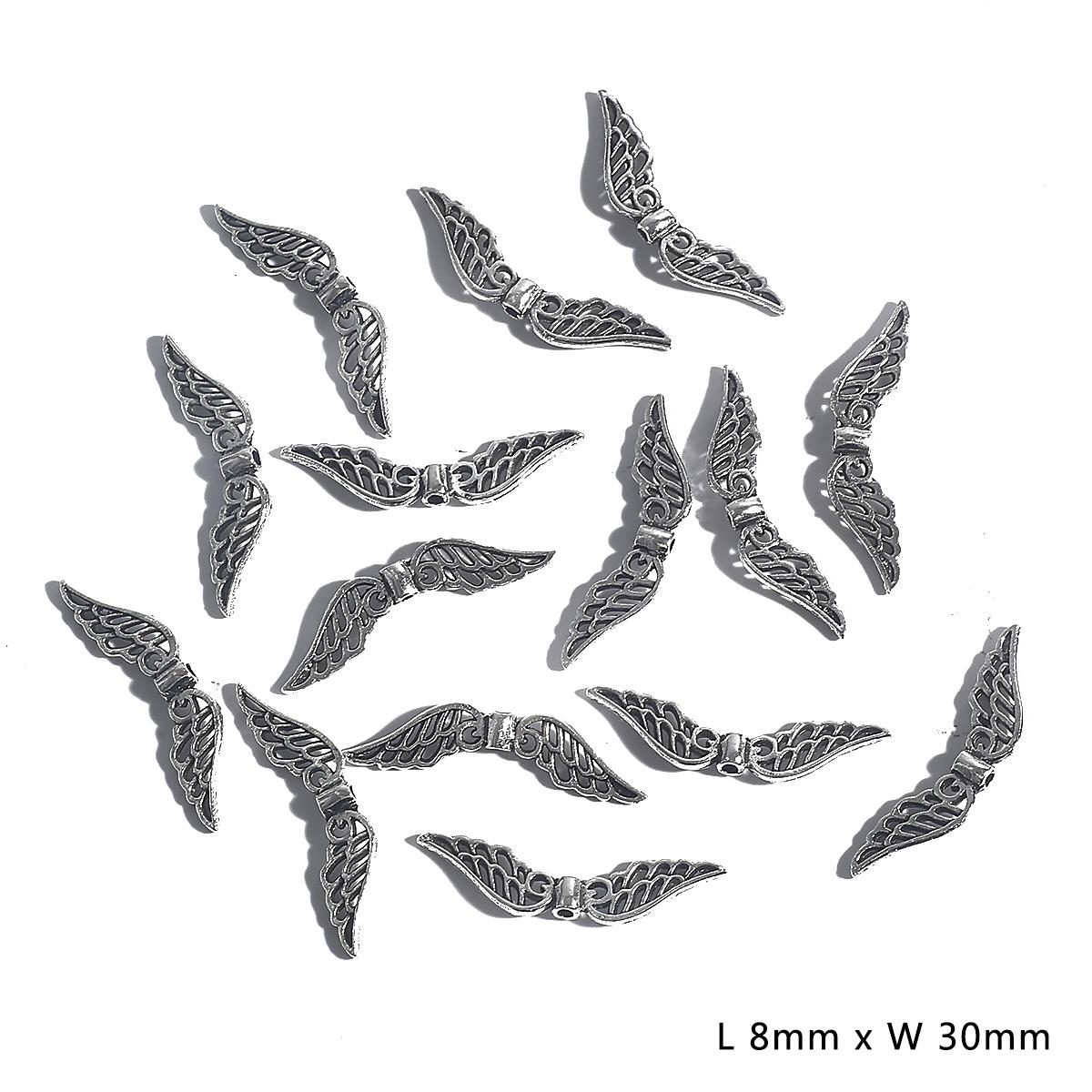 

20 шт., подвески в виде крыльев из сплава разных размеров, античное серебро, цветные подвески для ювелирных изделий ручной работы «сделай сам», 20 шт. 02-8x30mm 20pcs серебряный