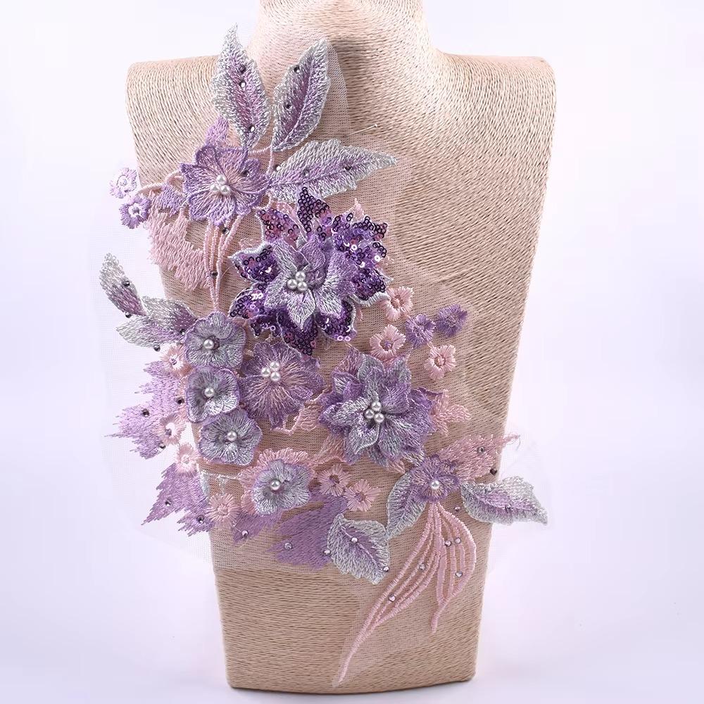 Elegant Embroidery Bead Patches Three-dimensional Clothing Applique Clothes Patches  Dress Repair