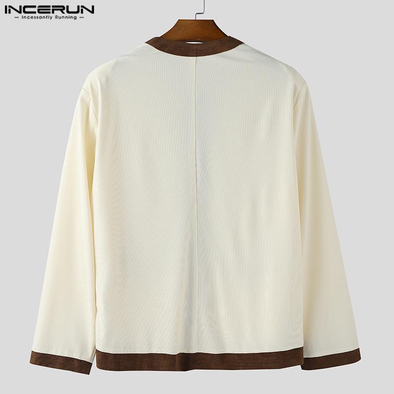 INCERUN Autumn Men Long Sleeve Casual Stitching Buttons Texture Jackets Coats