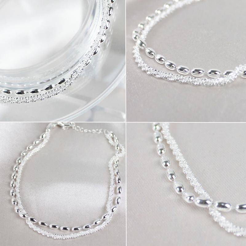 925 Sterling Silver Double Layer Bracelet Beads Exquisite Simple Women Bracelet Fine Jewelry Accessories