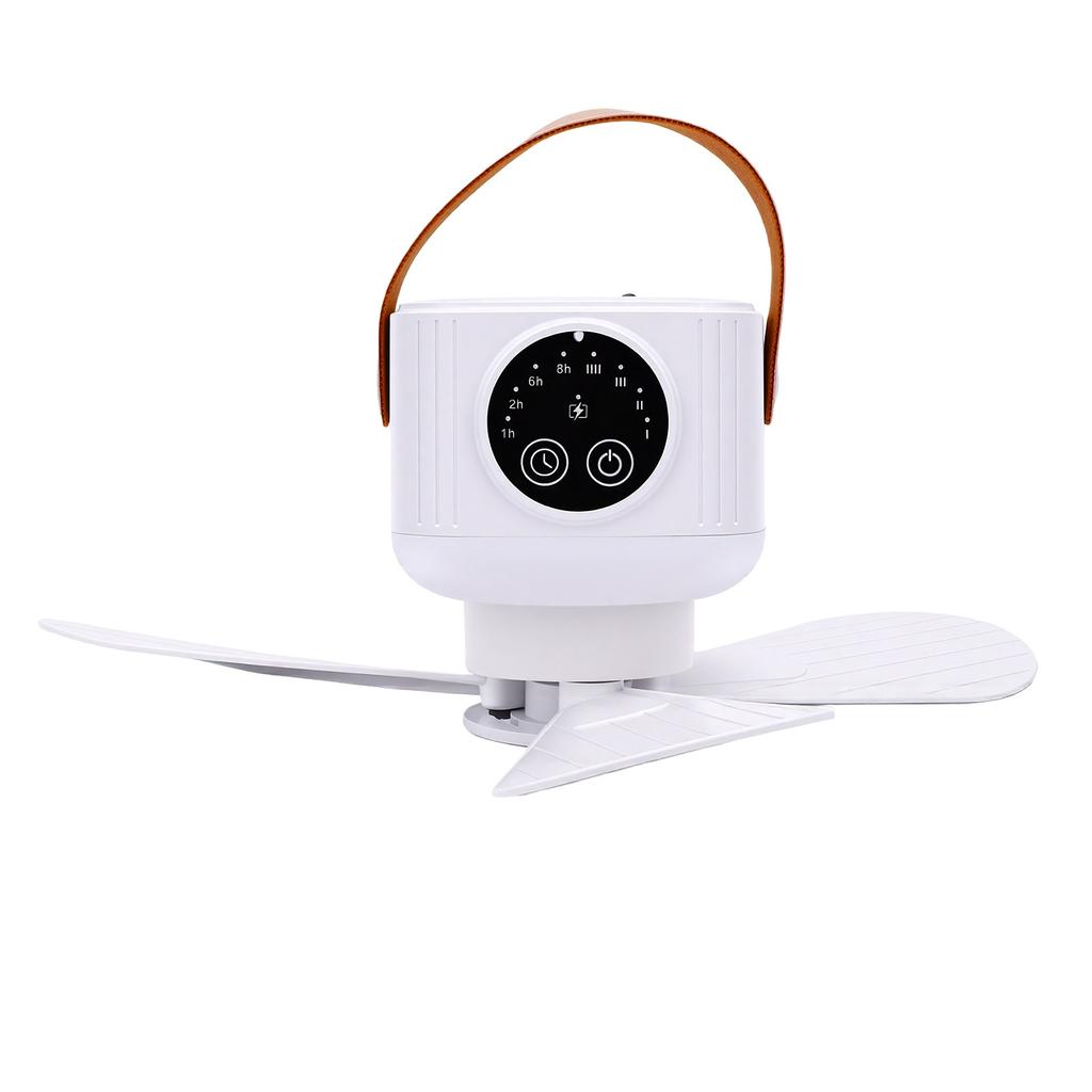 Portable Outdoor Ceiling Fan Adjustable Light Rechargeable 3 Blades Ceiling Fan for Outdoor White