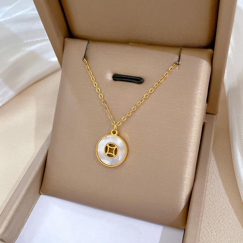 Full Titanium Steel Geometric Animal Minimalist Real Gold Necklace for Women - Collarbone Chain