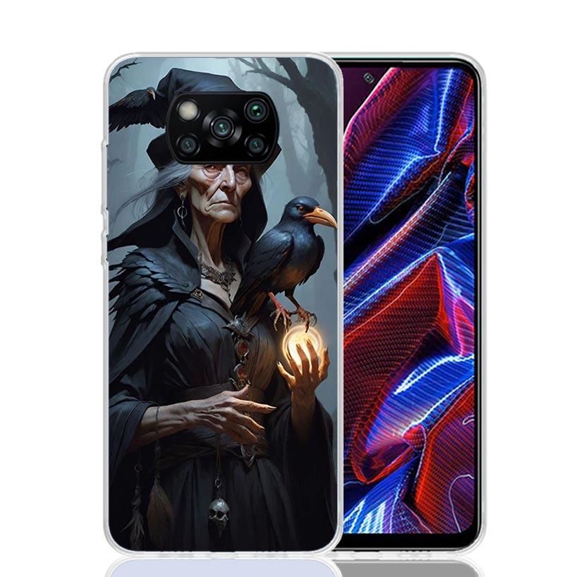 Halloween Moon Witch Horror Phone Case For Xiaomi Poco X7 X6 X5 Pro F7 Ultra Redmi 15C 15 13 13C 12 12C 10 10A 10C 9 9A 9C 9T Co