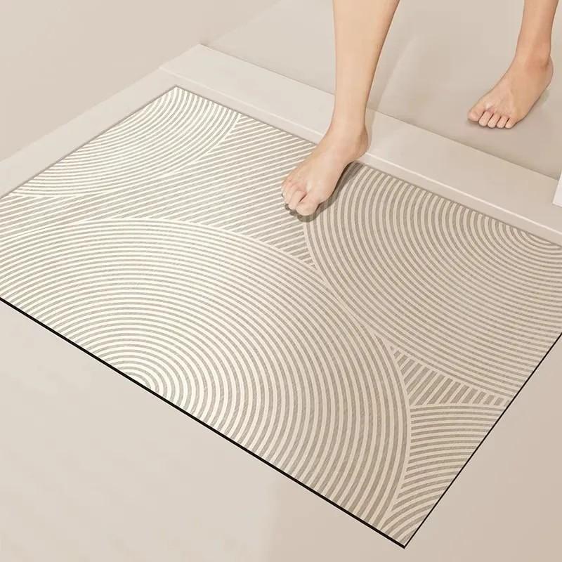 Quick Dry Diatomaceous Earth Bath Mat, Super Absorbent Non Slip Floor Mat for Bathroom Toilet Home