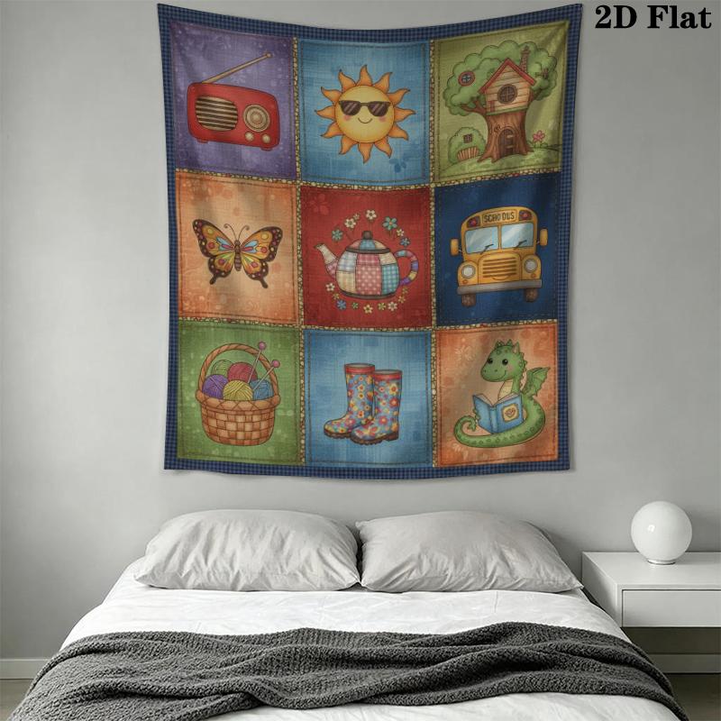 Retro Country Wall Tapestry Aesthetic Wall Hanging Printed Fabric Blanket Decorative Tapestries for Bedroom Living Room Home Decor