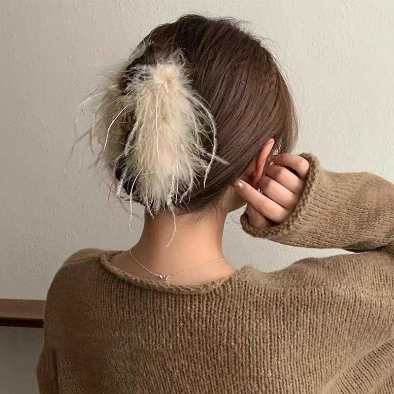 Elegante Feder Große Haarklammer für Damen Mädchen Mode Haarspangen Vielseitige Haiklammer Exquisite Haaraccessoires Geschenke