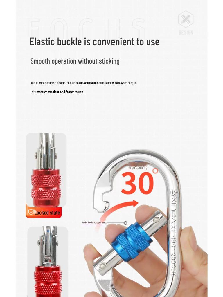 25KN O-Shaped Steel Lock Carabiner for Rock Climbing with Screw Lock Safety