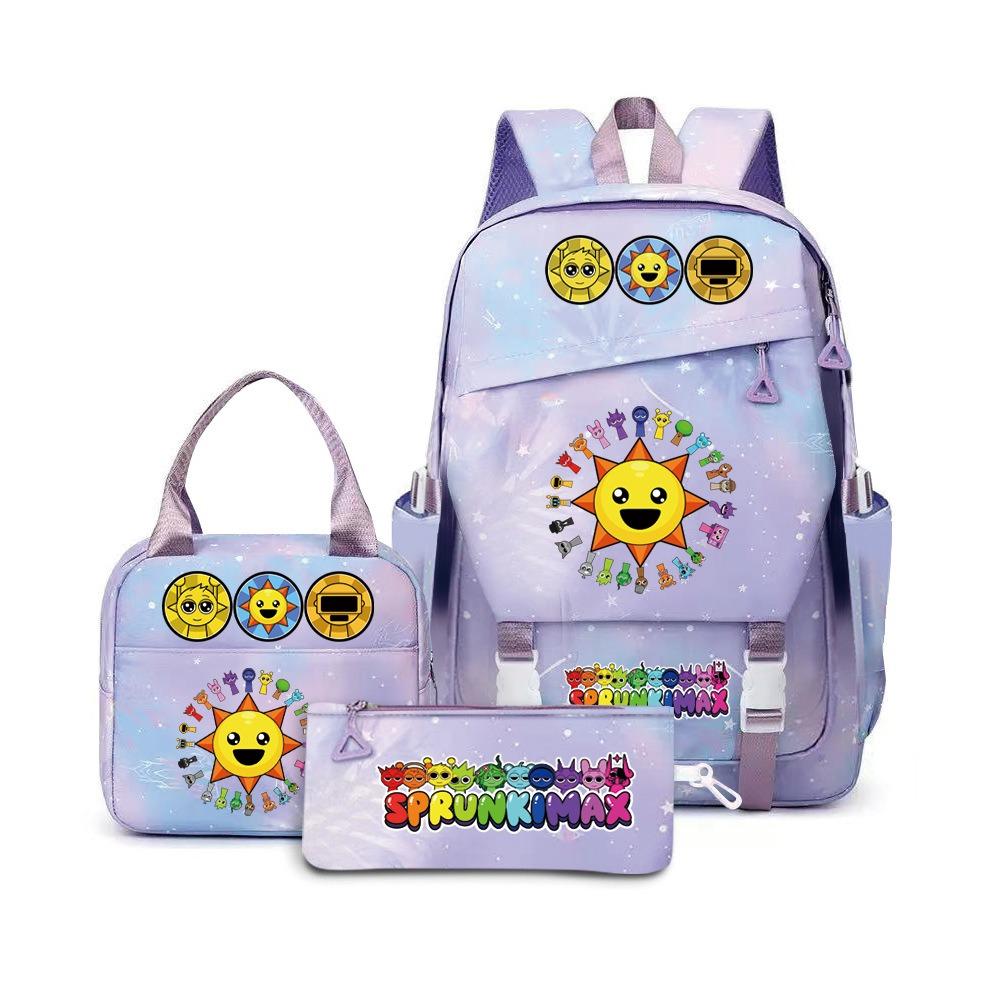 SprunkiPlush Rhythm Box School Bag Student Large Capacity Storage Backpack Backpack Three-piece Set L