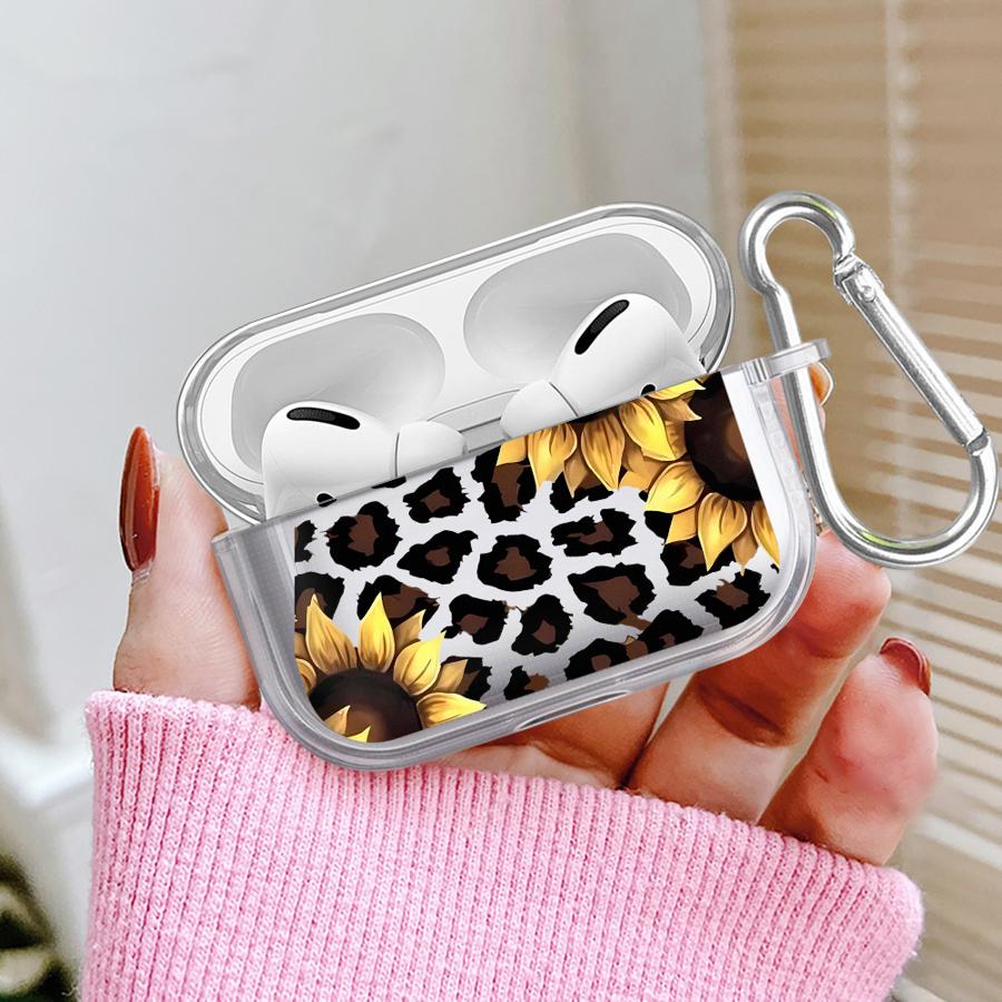 Leopard-patterned Sunflower Clear Earphone Cases Cover Case For Airpods 3 Pro Pro3 Pro2 4 1 2
