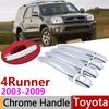 For Toyota 4Runner Hilux Surf N210 2003~2009 Chrome Door Handle Cover Car Accessories Stickers Trim Set 2004 2005 2006 2007 2008