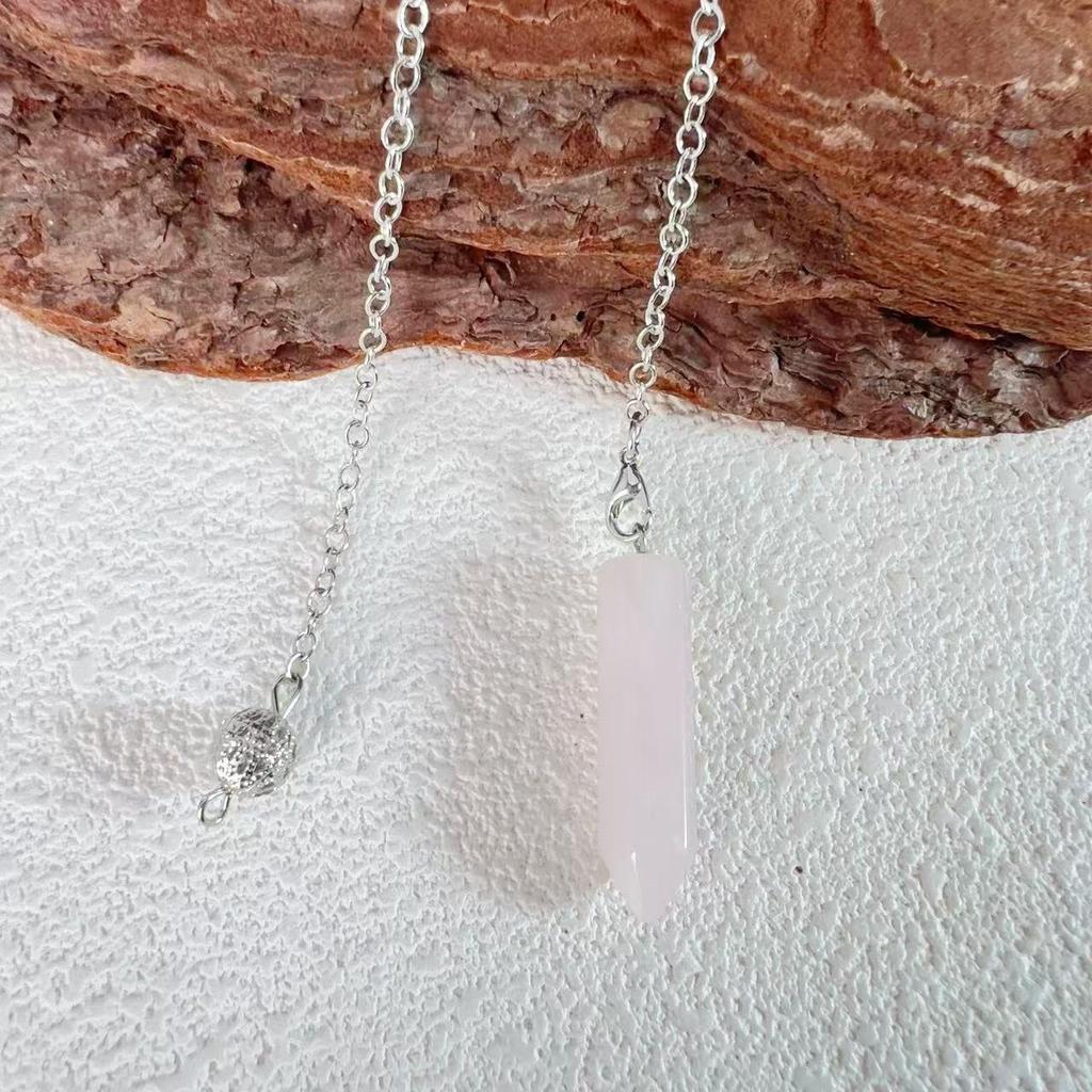 Natural Stone Hexagonal Pendant Necklace - Large Crystal Bullet Clavicle Chain for Women