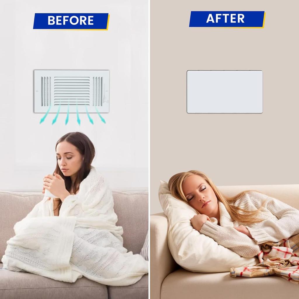 Magnetic Vent Covers, Extra Strong Magnets, 8" X 12" (4 Pack) Ultra Thick 60mil, Complete Seal, Air Vent Covers for Home Floor, Ceiling, Wall