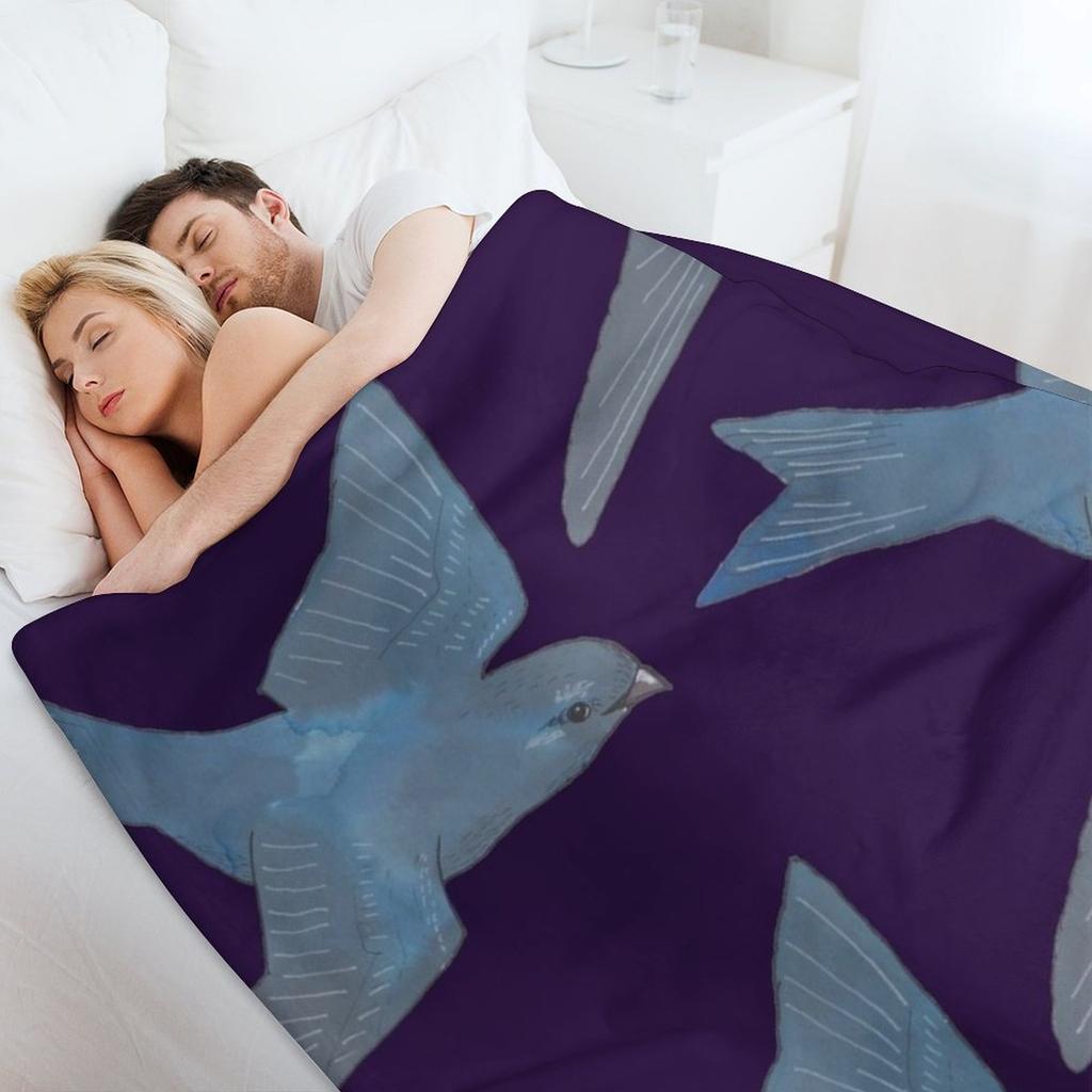 Purple Martin Bird Throw Blanket Travel Warm for Winter Sofa Bed Baby Blankets