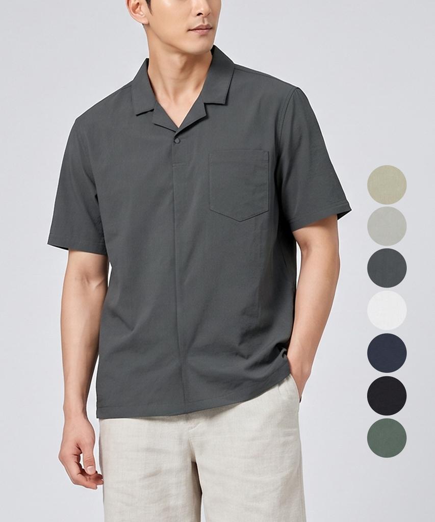 KIM YOUNG JOO GOLF Summer Cool Shine Cotton Open Collar Lightweight Men'S Golf Short Sleeve T-Shirt Kqmmts43 (Type B)