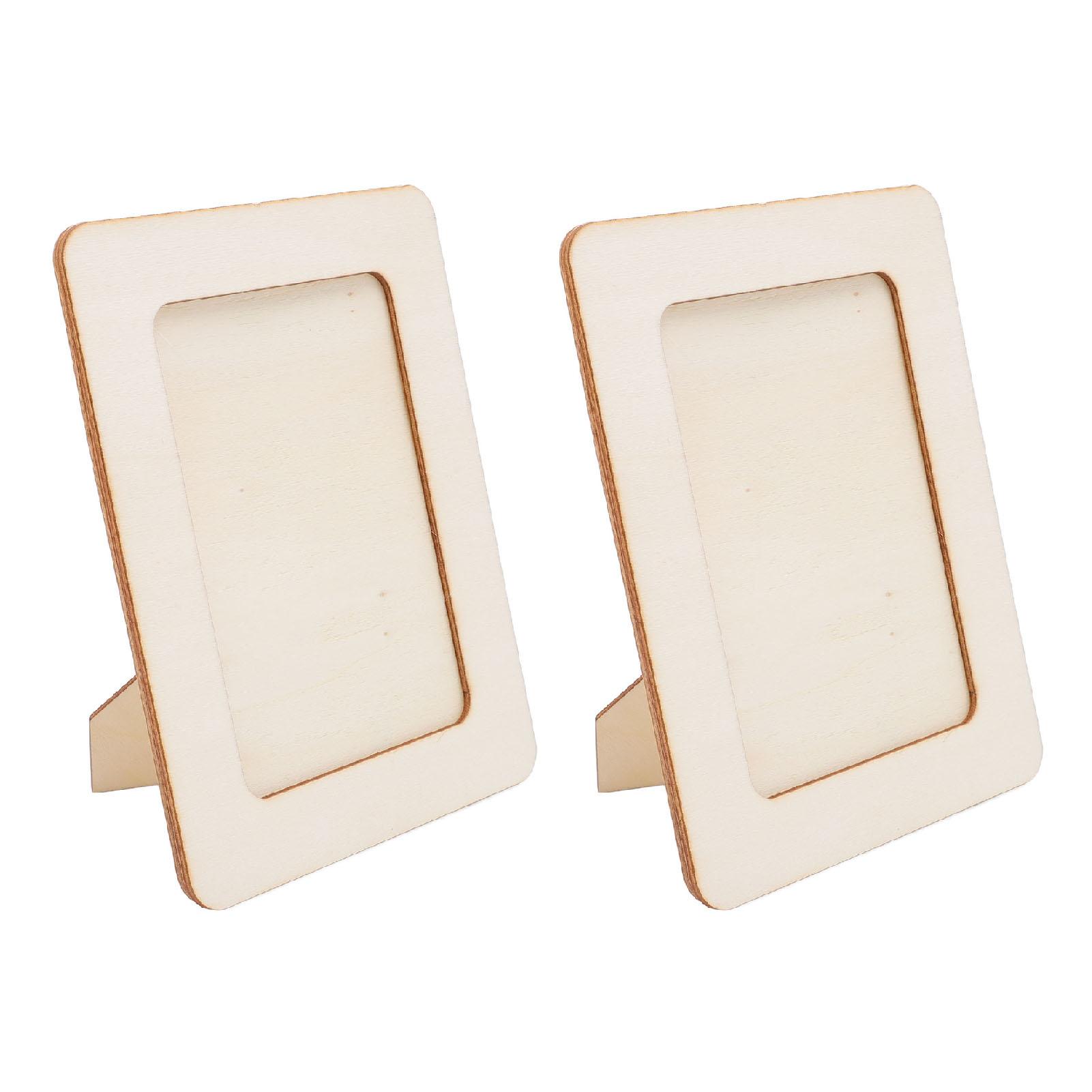 

2 Pcs Unfinished Wooden Photo Frame 19.1x14.1cm Paintable Customizable Wood Picture Frame