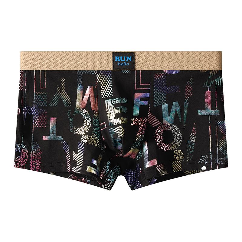 New Cotton Printed Men s Boxer Briefs, Mid Waist Plus Size Breathable Underwear L