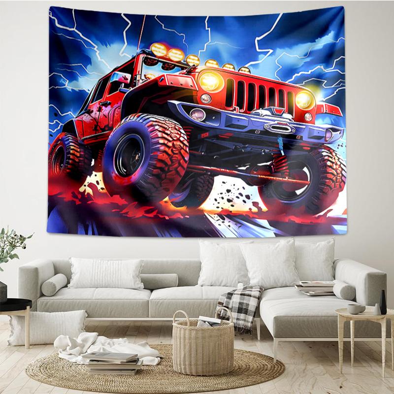 Nighttime Truck Drive Tapestry Hanging for Bedroom,Livingroom, Playroom,Decor Art Room Wall Tapestry Holiday and Birthday Gifts