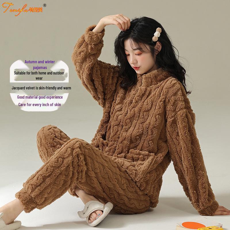 

Women s Plus Size Thickened Flannel Terry Home Wear for Autumn and Winter XL (120-140 lbs)