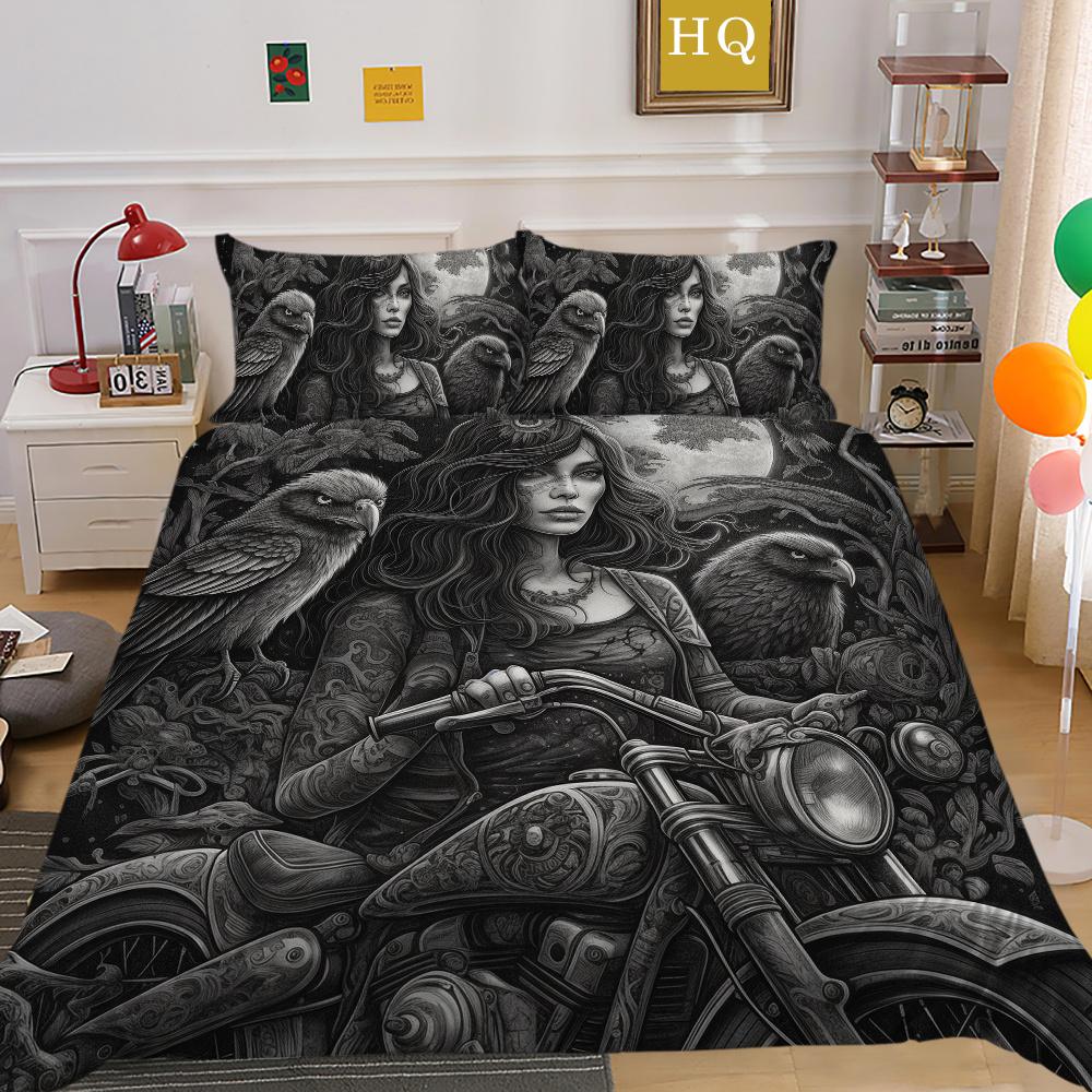 Beauty Skull Printed Comforter Cover Set Twin Size Polyester Home Bedclothes Highend Soft Duvet Cover Set