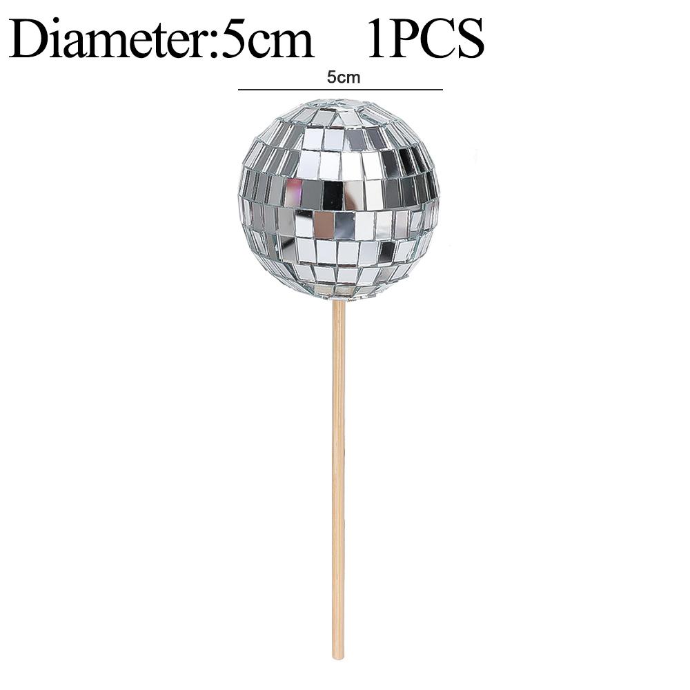 Lot Disco Decorative Balls Retro Cake Cake Insertion Card Home Birthday Party KTV Bar Decor Sequin Wedding Reflective Glass Ball