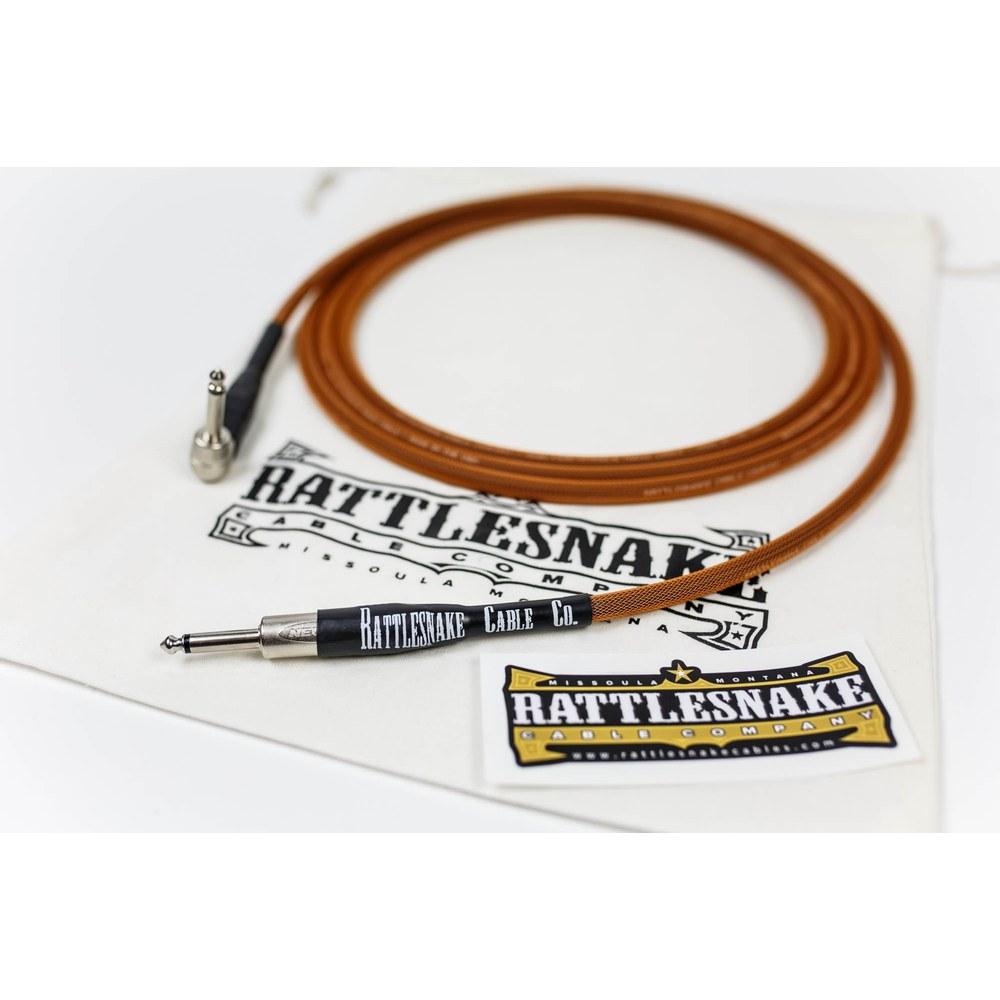 Rattlesnake Cable Company 10-Foot Copper Guitar Instrument Cable Straight to Right-Angle 1/4 Inch Plug