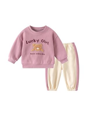 Girls' Cartoon Sports Sweatshirt Set - Spring/Autumn Toddler Two-Piece