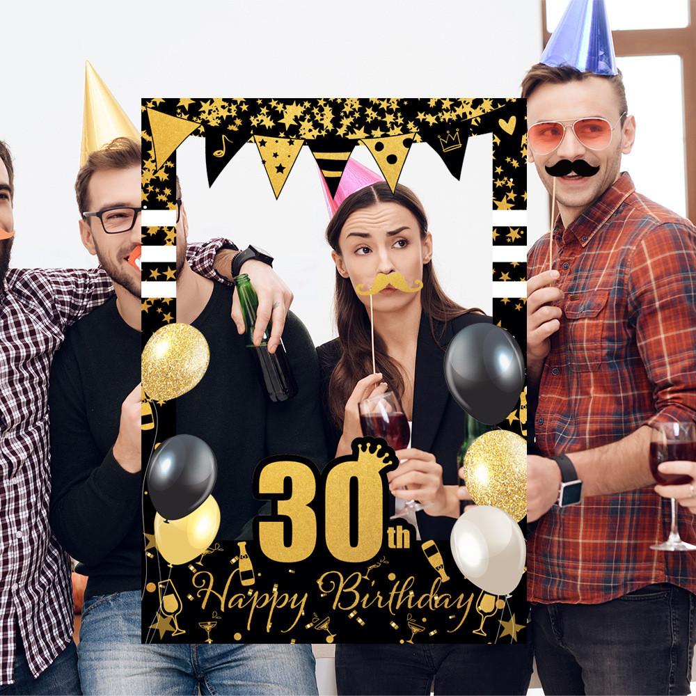 Birthday Photo Party Prop Set With Paper Frame Cartoons Decor For Ages 18 80 To