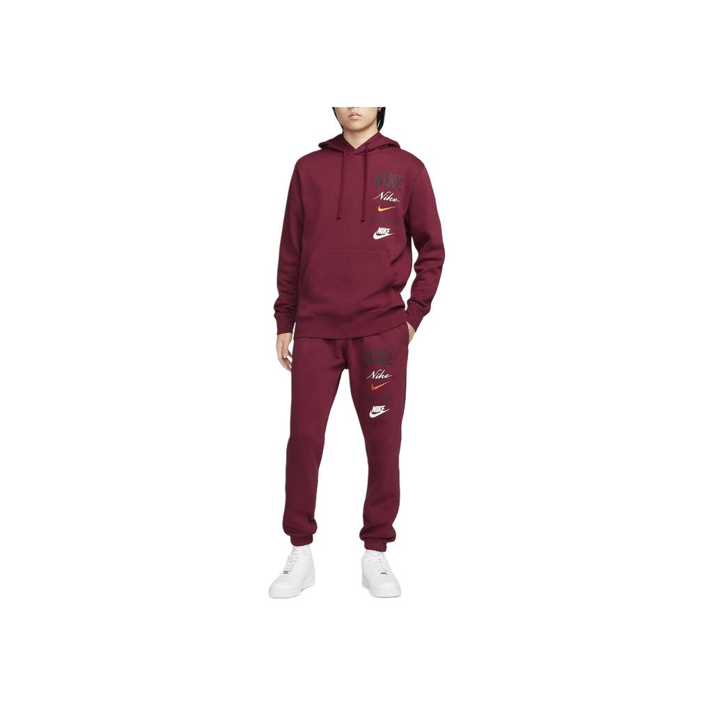 Nike Letter Lace-Up Casual Tapered Knit Sports Pants Men Bottoms Burgundy FN2644-677