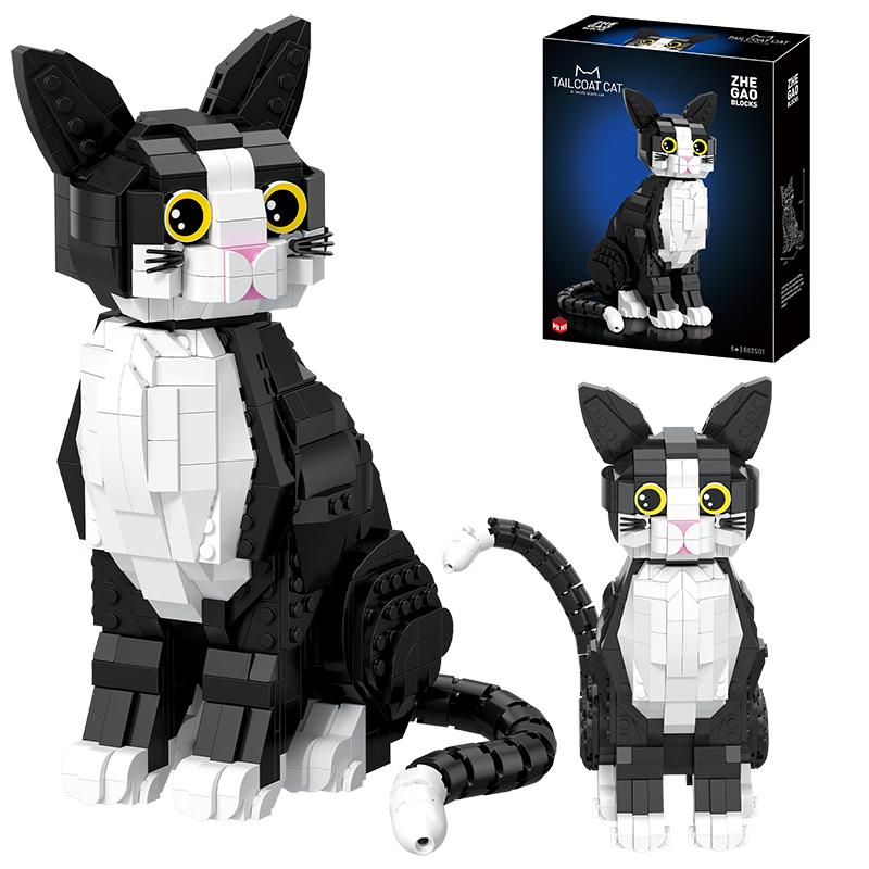 801PCS Animal Model Tuxedo Cat Building Blocks Cute Cartoon Kitty Assemble Brick Educational Toy Gift For Kid Boy Adult