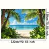 A photography background cloth showcasing the tropical beach scenery is suitable for a summer-themed party banner