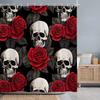 Halloween Skulls Roses Shower Curtain Horror Skulls Crows Red Flowers Polyester Fabric Shower Curtains Bathroom Decor with Hooks