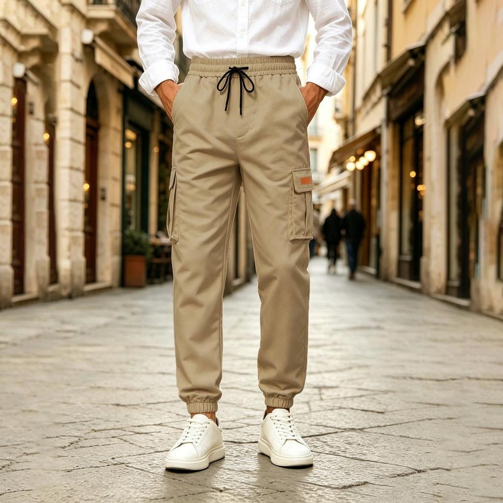 Men's Multi-Pocket Casual Cargo Pants with Tapered Leg for Everyday Wear