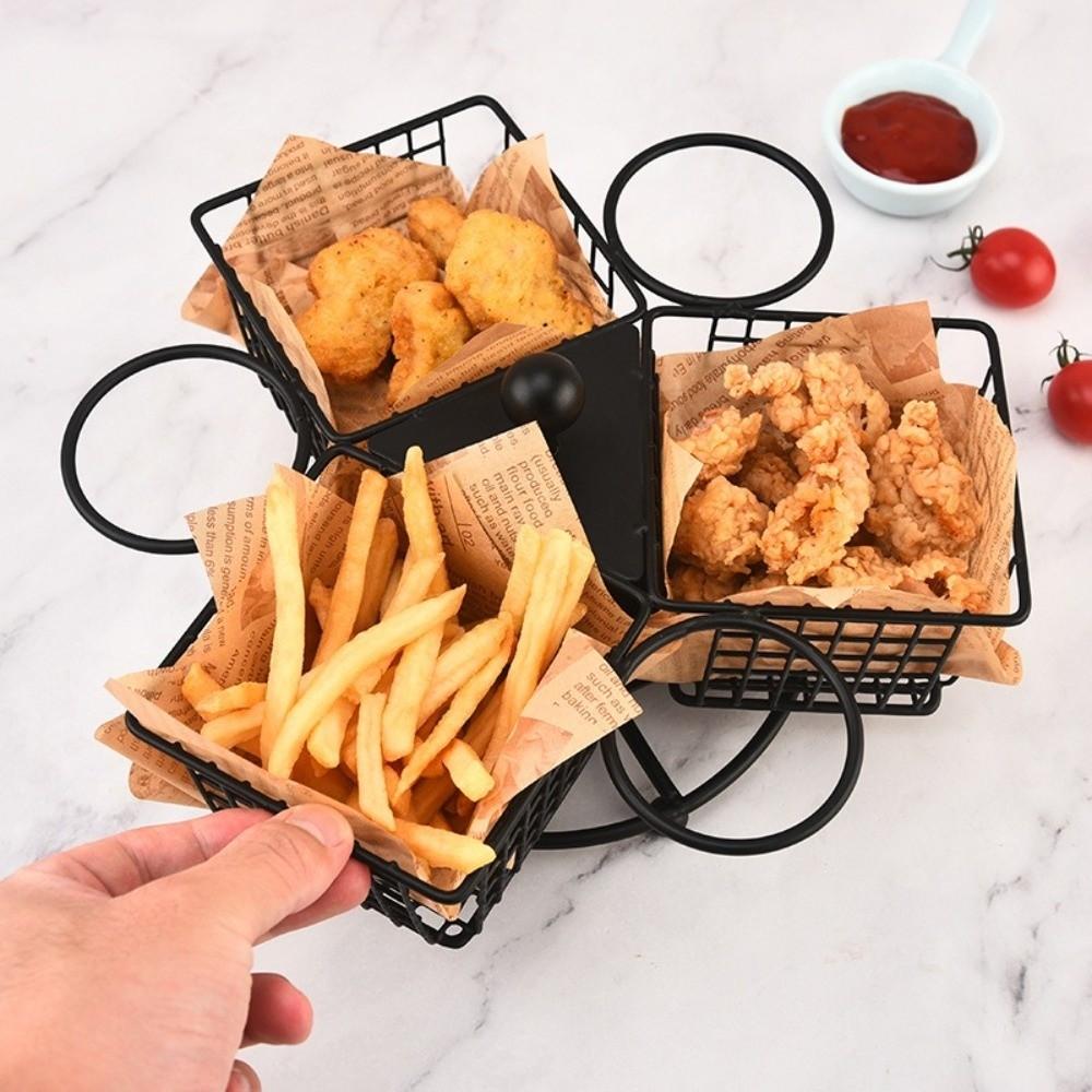 Stabiler drehbarer Pommeskorb mit Dip-Becher Frittierkorb Snackkorb Restaurant