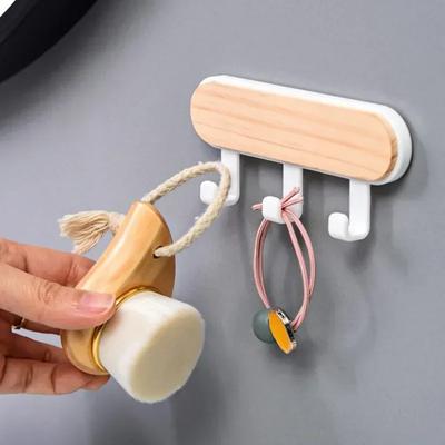 Aufbewahrungs-Organizer aus Holz für die Wand, für Hüte und Schals, selbstklebende Schlüsselanhänger, Kleiderbügel für die Tür, Haushälterin, an der Wand montierter Kleiderbügelhaken