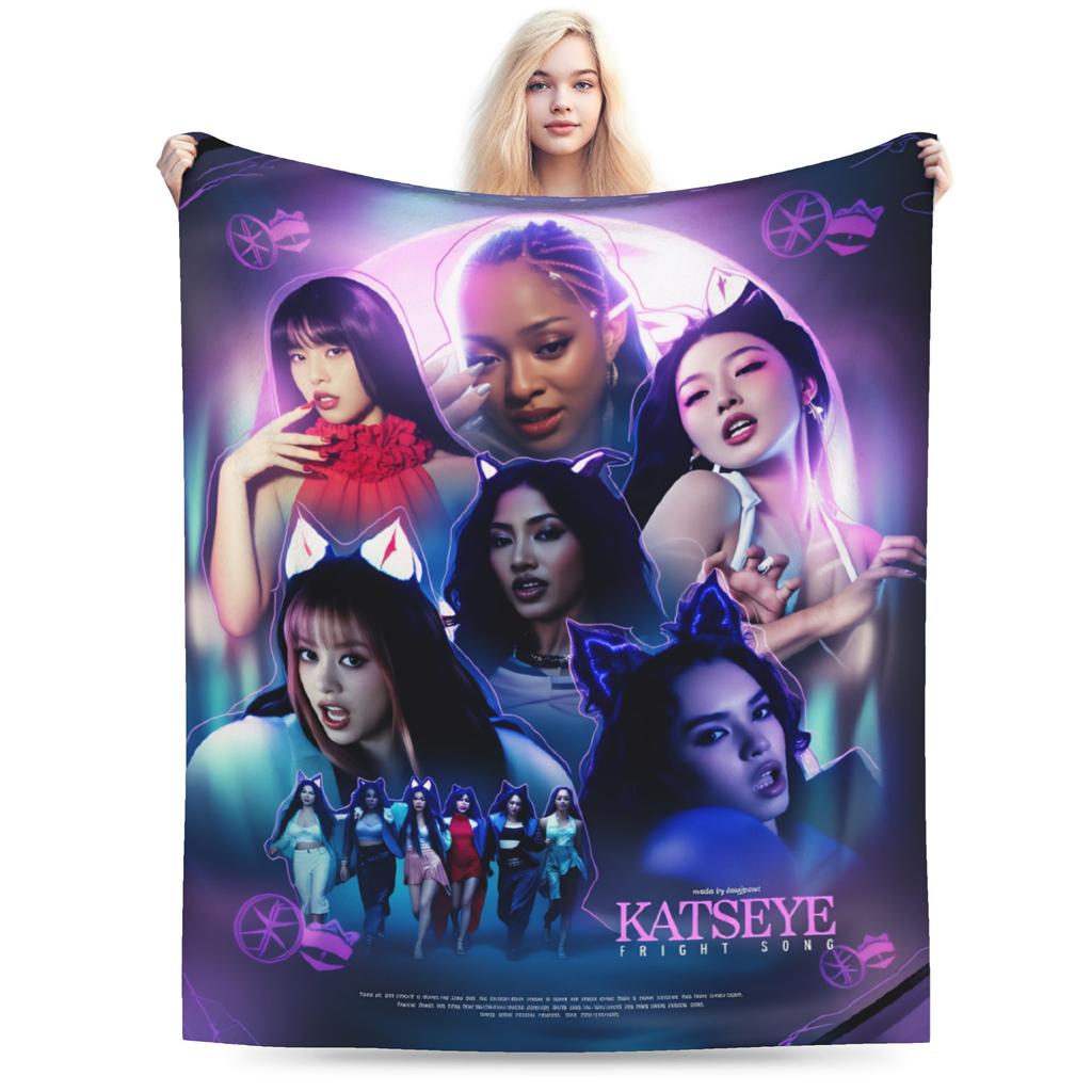 Katseye Kpop hudba Super měkká deka Studentská plyšová přehozová deka Vtipná na pohovku křeslo Flanelové přehozy Potah na pohovku postel