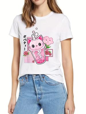 Women's Loose-Fit White Cotton T-Shirt with Subtle Print Design