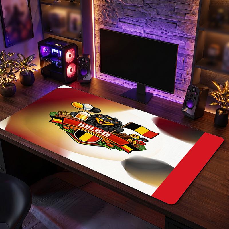Belgium Football Crest Mouse Pad, Extended Non Slip Rubber Desk Mat for Gaming Office Laptop Fan Gift