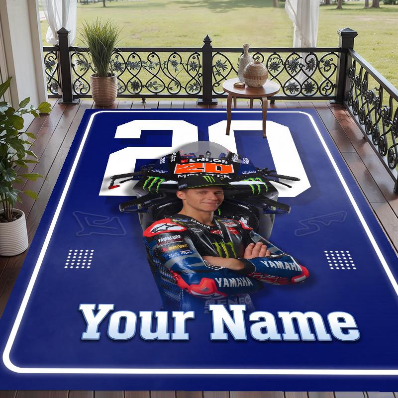 Custom Name Yamaha Racing Crystal Velvet Floor Rug Personalized Text Soft Carpet Home Decor
