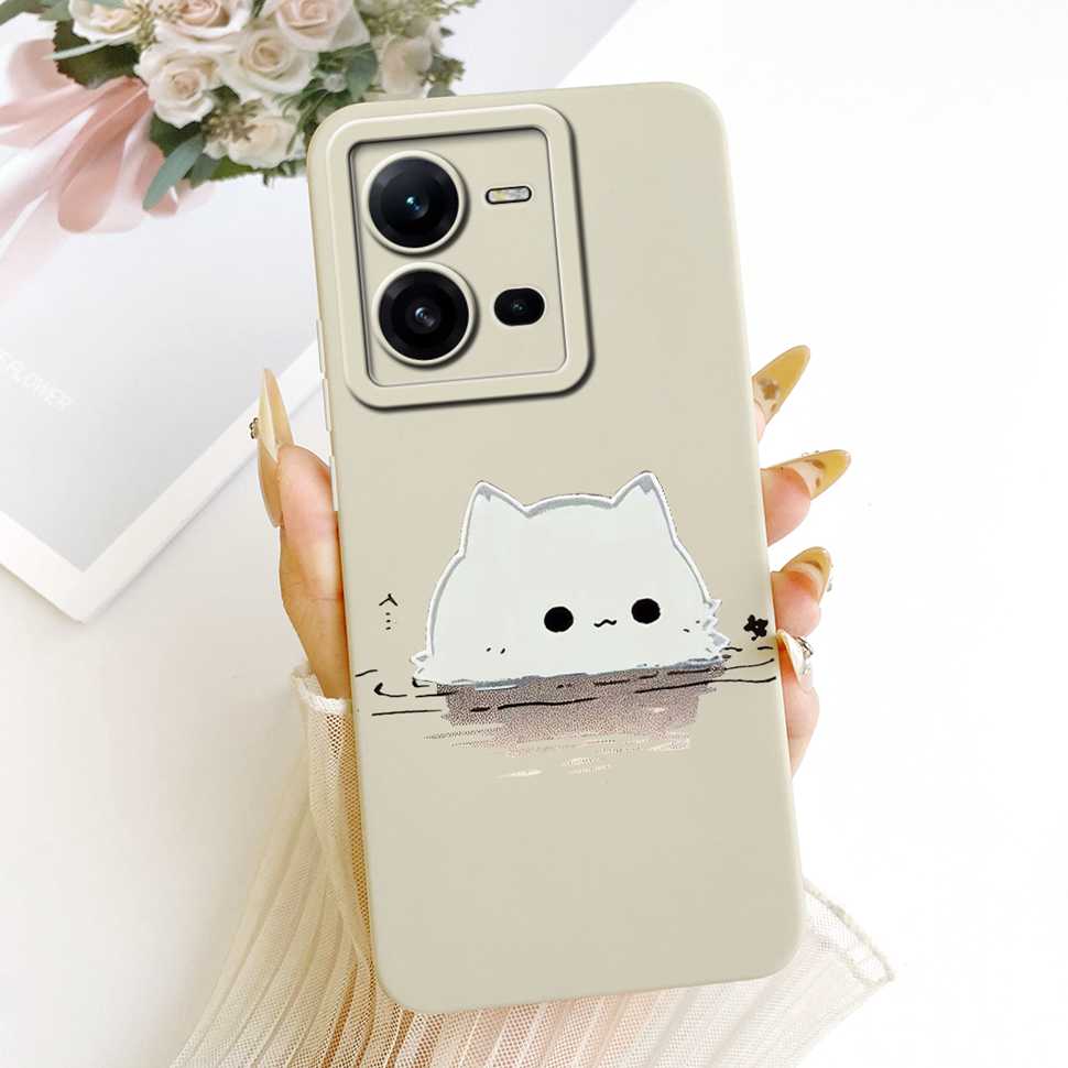 For Vivo V25 5G Case Silicone Soft Shockproof Cat Cartoon Pattern Phone Casing For VivoV25 V 25 V25 V2202 Case Back Cover
