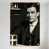 Vintage Early 20th Century Formal Man In Suit Metal Tin Sign Retro Office Study Decor for Home Bar Man Cave Club Cafe Wall Art