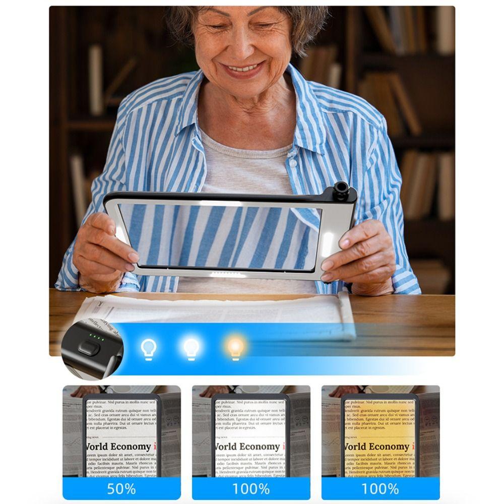 40 LED Reading Magnifying Glass USB-C Power Full Book Page Magnifier Elder